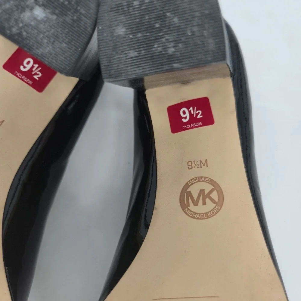 Michael Kors Bayville Black Patent Leather Heeled Penny Loafer Shoes Womens 9.5M - Picture 8 of 10